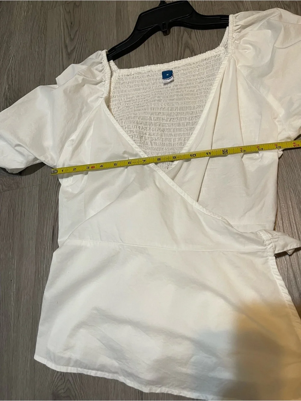 Old navy smocked back puff sleeve wrap blouse